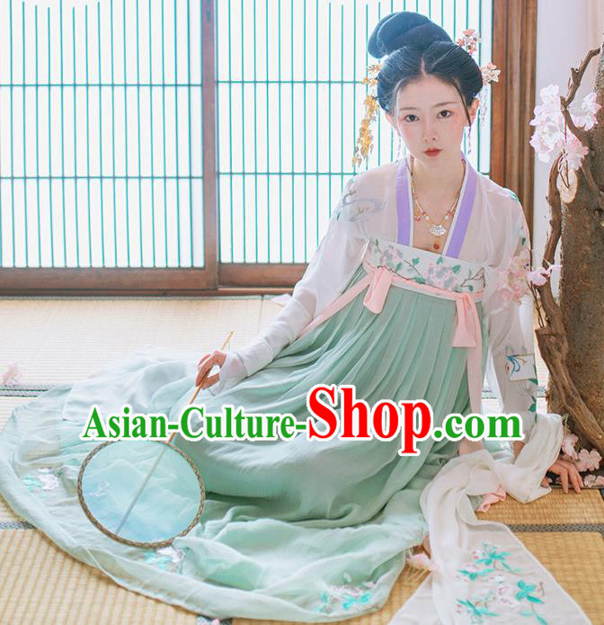 China Historical Tang Dynasty Imperial Concubine Costume Ancient Palace Lady Embroidered Dress for Women
