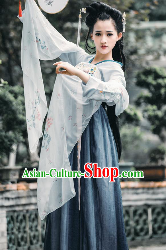 China Tang Dynasty Princess Dance Costume Ancient Palace Lady Embroidered Dress for Women