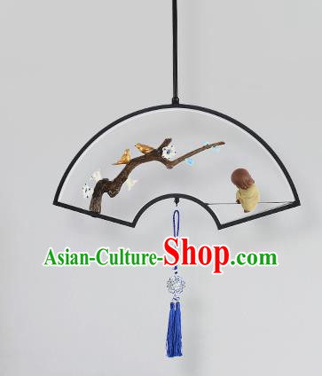 Traditional Chinese Fan Hanging Ceiling Lanterns Ancient Handmade Lantern Ancient Lamp