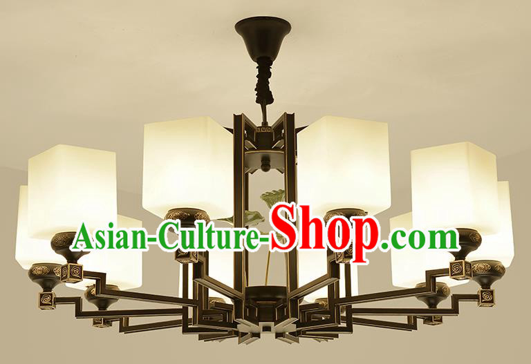 Traditional Handmade Chinese Iron Palace Lanterns Ancient Ten-Lights Porcelain Ceiling Lantern Ancient Lamp