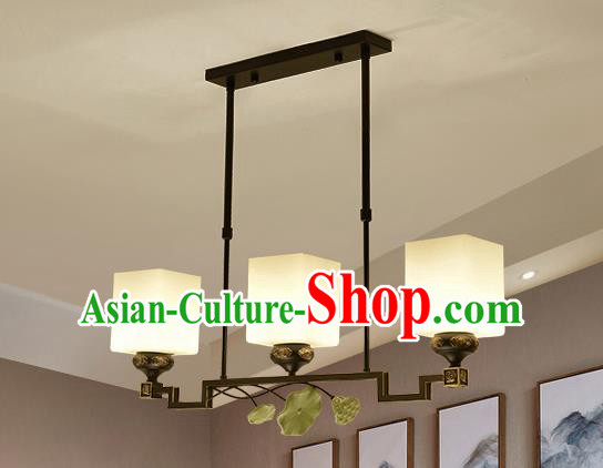 Traditional Handmade Chinese Iron Palace Lanterns Ancient Three-Lights Porcelain Ceiling Lantern Ancient Lamp