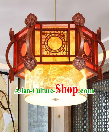 Traditional Chinese Handmade Wood Lantern Asian Painted Ceiling Lanterns Ancient Lantern
