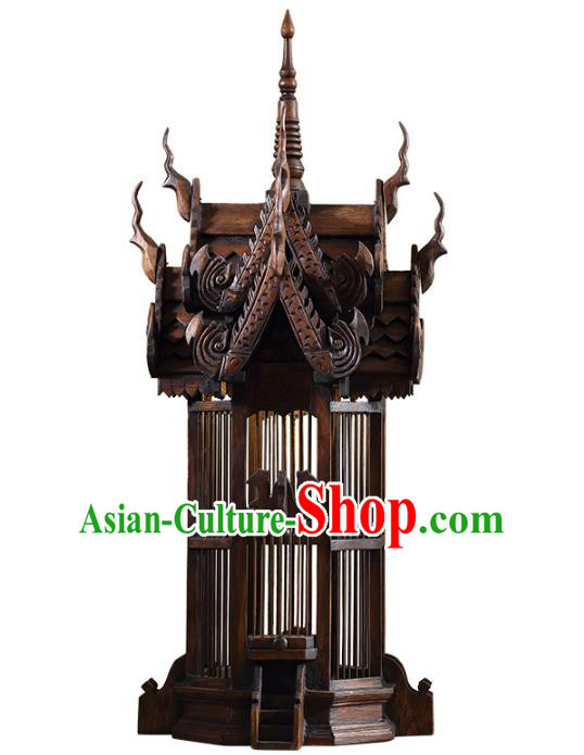Handmade Thailand Wood Birdcage Lantern Asian Lanterns Religion Floor Lantern Traditional Lamp