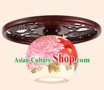 Traditional Chinese Handmade Ceramics Lantern Asian Wood Painting Ceiling Lanterns Ancient Lantern