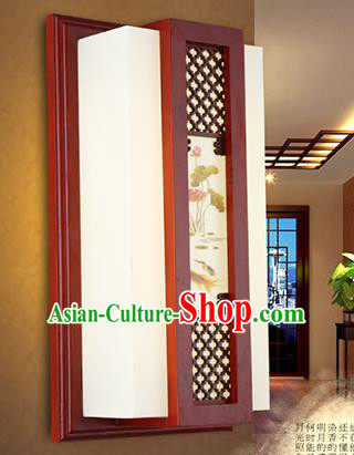 China Handmade Painting Lotus Wall Lantern Ancient Classical Wood Lanterns Traditional Lamp