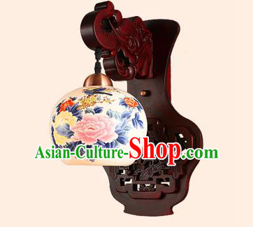 China Handmade Painted Ceramics Lantern Ancient Wood Wall Lanterns Traditional Lamp
