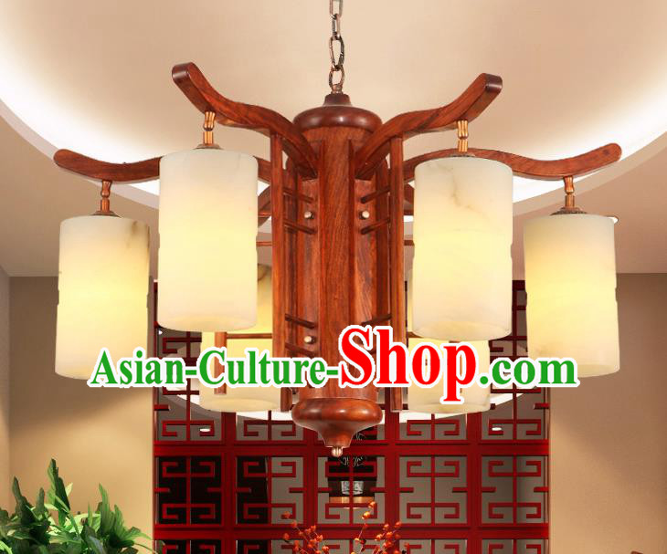 Traditional Chinese Handmade Redwood Hanging Lantern Marble Palace Lanterns Ancient Lamp