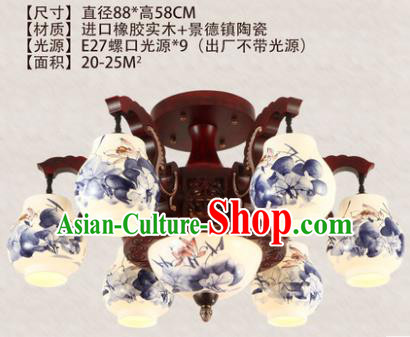 Traditional Chinese Handmade Six-Lights Lantern Painting Lotus Lantern Ancient Palace Ceiling Lanterns