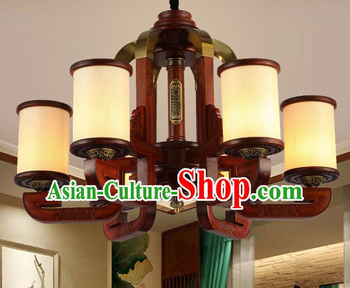 Traditional Chinese Handmade Lantern Six-Lights Wood Palace Lantern Ancient Ceiling Lanterns