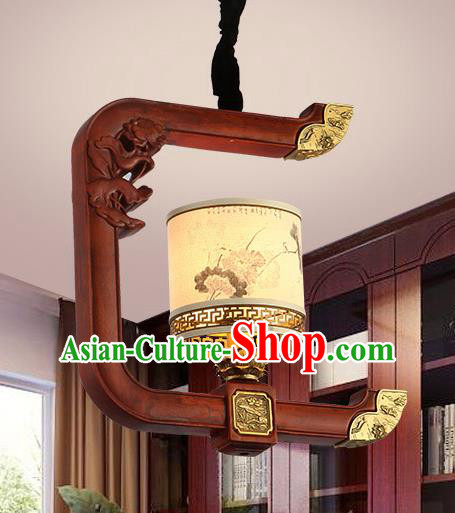 Traditional Chinese Handmade Hanging Lantern Painted Wood Palace Lantern Ancient Ceiling Lanterns
