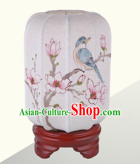 China Handmade Painting Magnolia Birds Desk Lanterns Palace Lantern Ancient Lanterns Traditional Lamp