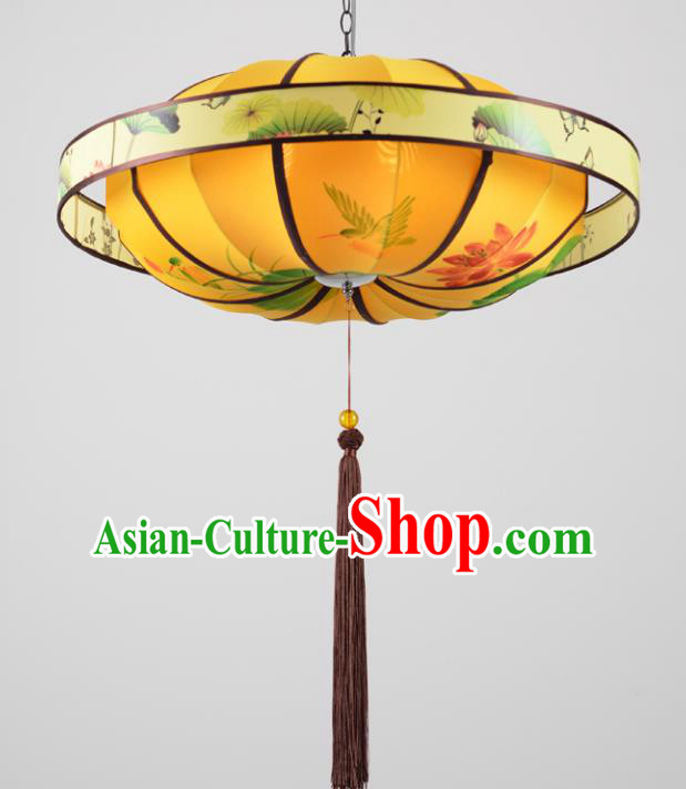 Traditional Chinese Painting Birds Lotus Palace Lantern Handmade Ceiling Lanterns Ancient Lamp