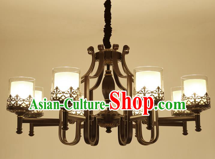 China Handmade Eight-Lights Iron Ceiling Lanterns Traditional Chinese Palace Lantern Ancient Lanterns
