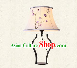 Traditional Chinese Palace Lantern Handmade Painted Purple Flowers Desk Lanterns Ancient Lamp