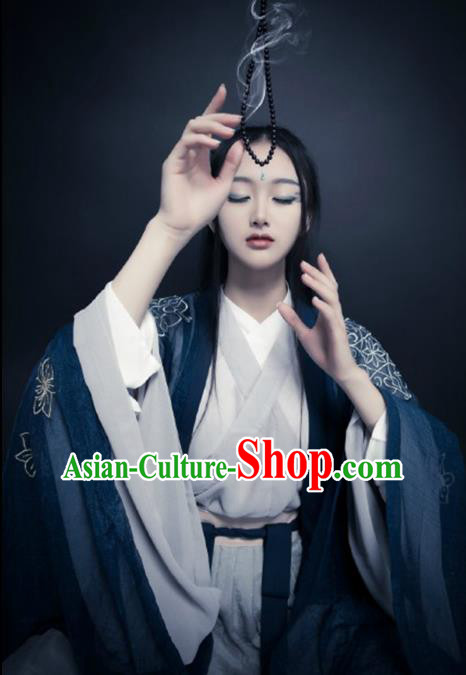 Ancient Chinese Jin Dynasty Palace Lady Embroidered Costume Complete Set for Women
