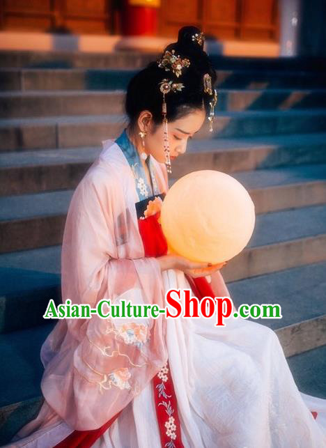 Ancient Chinese Tang Dynasty Imperial Consort Costume, China Traditional Embroidered Dress Clothing for Women