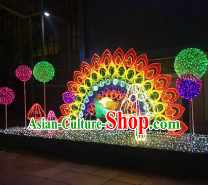 Traditional Christmas Peacock Light Show Decorations Lamps Stage Display Lamplight LED Lanterns