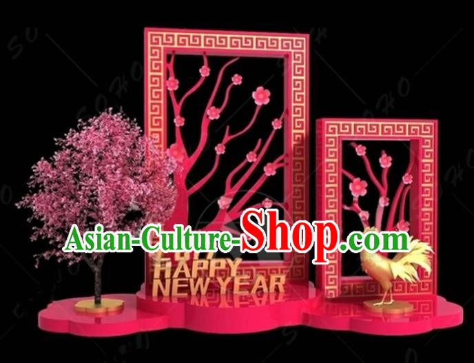 China Traditional New Year Lamp Peach Blossom Lamplight Decorations Stage Display Lanterns