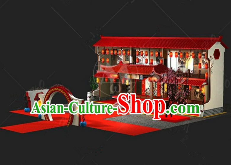 China Traditional Courtyard New Year Lamp Lamplight Decorations Red Stage Display Lanterns