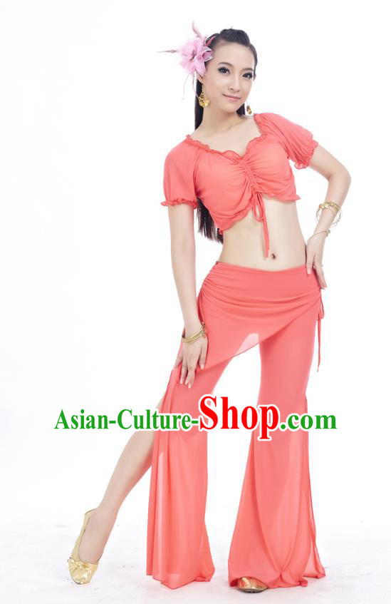 Indian Traditional Belly Dance Water Red Costume India Oriental Dance Clothing for Women