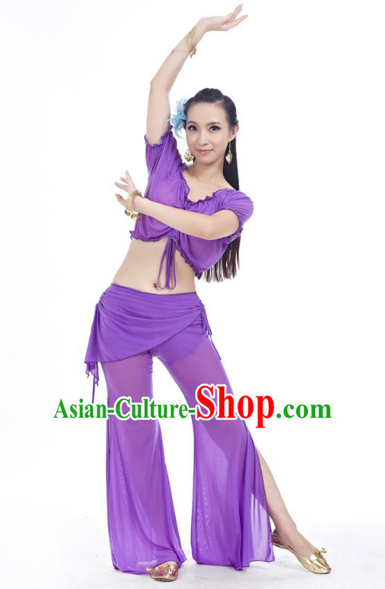Indian Traditional Belly Dance Deep Purple Costume India Oriental Dance Clothing for Women