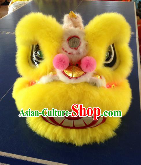 One Person Chinese Traditional Parade Yellow Lion Head Professional Wool Lion Dance Costumes Complete Set