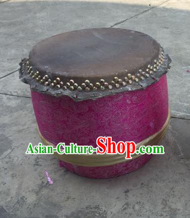 China Traditional Lion Dance Instruments Rosy Cowhide Drum Wood Lion Drums