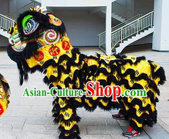 Chinese Traditional Black Wool Lion Dance Costumes Professional Celebration Parade Lion Head Complete Set