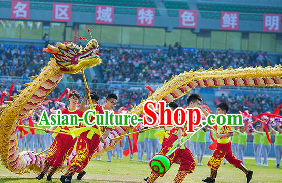 Chinese Professional Parade LED Lights Golden Dragon Dance Costumes Lantern Festival Celebration Dragon Props Complete Set