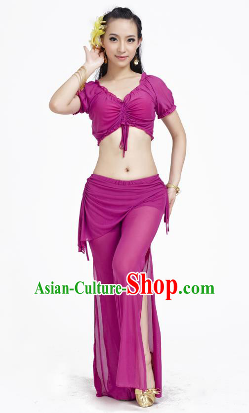 Indian Traditional Belly Dance Purple Costume India Oriental Dance Clothing for Women