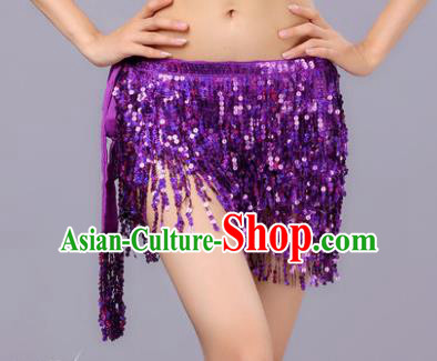Indian Traditional Belly Dance Purple Sequin Waist Scarf Waistband India Raks Sharki Belts for Women
