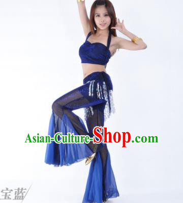 Traditional Indian Belly Dance Training Clothing India Oriental Dance Royalblue Outfits for Women