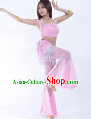 Traditional Indian Belly Dance Training Clothing India Oriental Dance Pink Outfits for Women