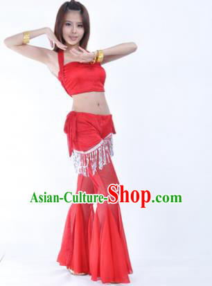 Traditional Indian Belly Dance Training Clothing India Oriental Dance Red Outfits for Women