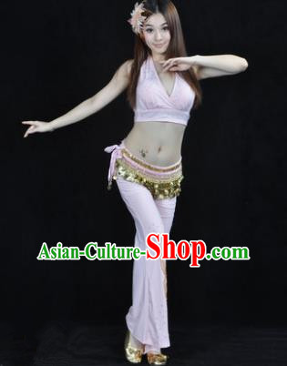 Traditional Performance Bollywood Dance Pink Uniforms Indian Belly Dance Costume for Women