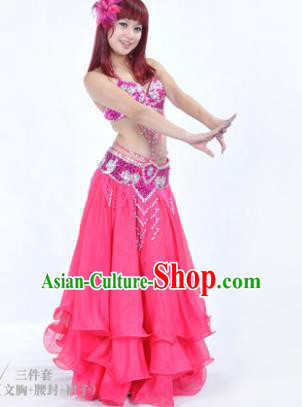 Traditional Indian Bollywood Belly Dance Rosy Dress India Oriental Dance Costume for Women