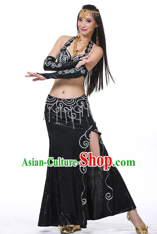 Traditional Oriental Dance Performance Black Dress Indian Belly Dance Costume for Women