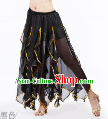 Traditional Indian Belly Dance Black Ruffled Skirt India Oriental Dance Costume for Women