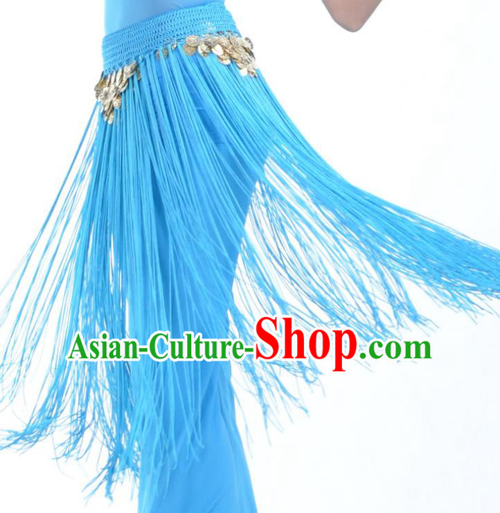 Indian Belly Dance Blue Tassel Waist Chain Belts India Raks Sharki Waistband for Women