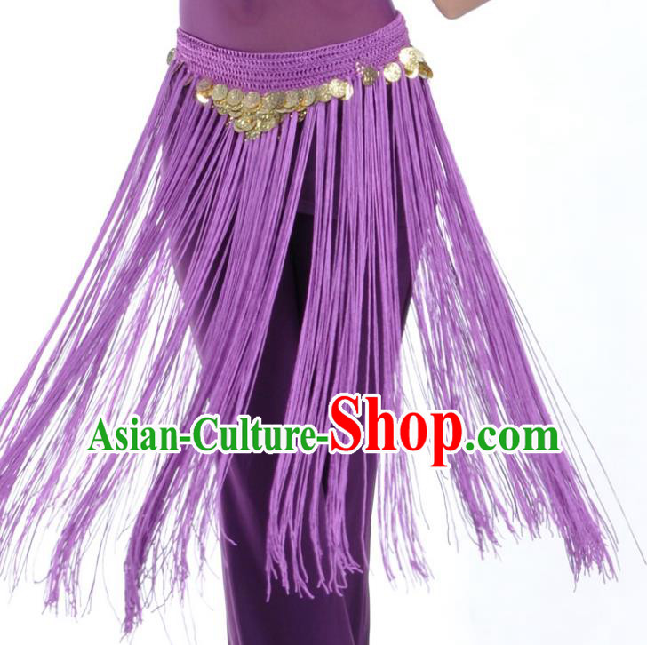 Indian Belly Dance Purple Tassel Waist Chain Belts India Raks Sharki Waistband for Women