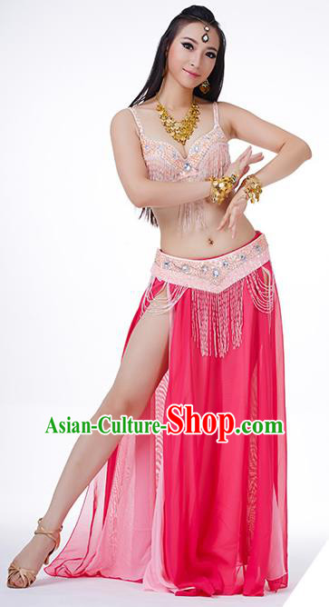 Traditional Indian Performance Rosy and Pink Dress Belly Dance Costume for Women