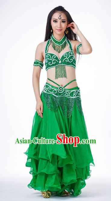 Traditional Oriental Dance Costume Indian Belly Dance Green Dress for Women