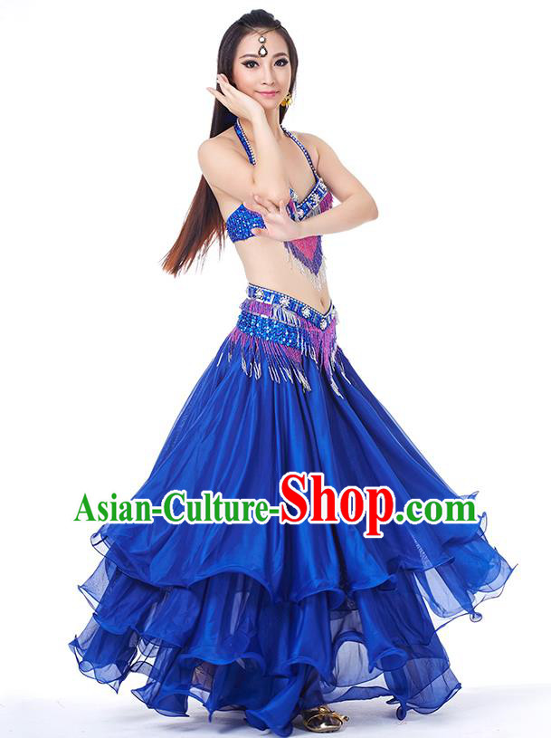 Traditional Oriental Bollywood Dance Costume Indian Belly Dance Royalblue Dress for Women