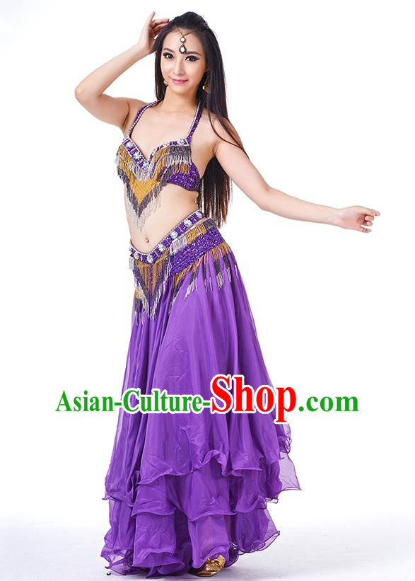 Traditional Oriental Bollywood Dance Costume Indian Belly Dance Purple Dress for Women