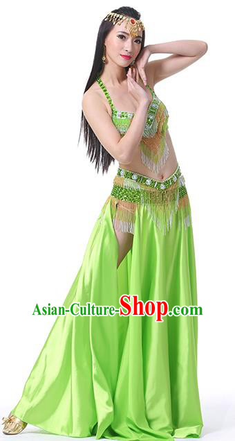 Indian Traditional Oriental Bollywood Dance Light Green Dress Belly Dance Sexy Costume for Women
