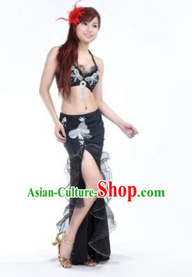 Traditional Indian Stage Oriental Dance Black Dress Belly Dance Costume for Women