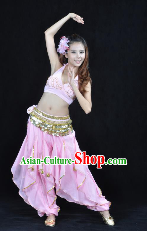 Asian Indian Traditional Costume Belly Dance Stage Performance Oriental Dance Pink Clothing for Women