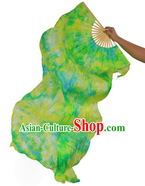Indian Belly Dance Props Green Silk Folding Fans Stage Performance Dance Fan for Women
