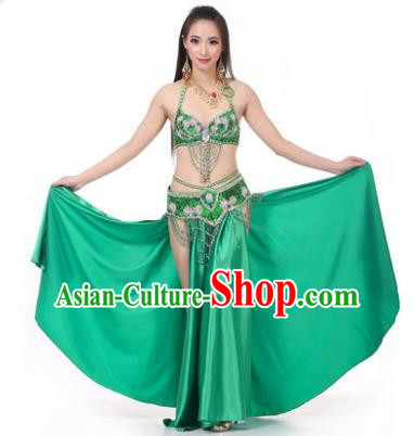 Asian Indian Traditional Costume Oriental Dance Green Dress Belly Dance Stage Performance Clothing for Women