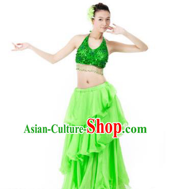 Indian Traditional Dance Green Dress Oriental Belly Dance Stage Performance Costume for Women